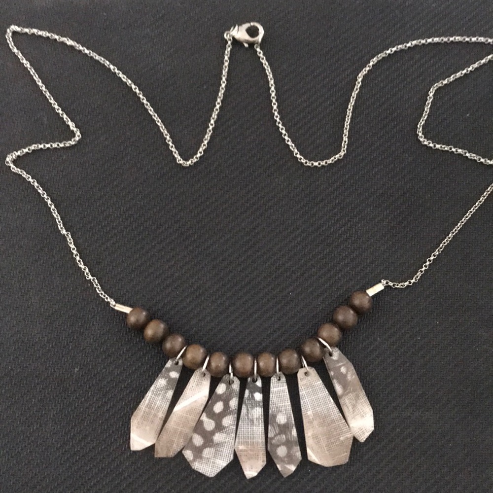 Color by Amber- speckled feather necklace